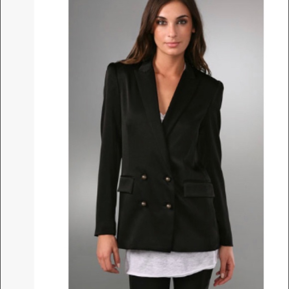 ADAM Sateen Black Double Breasted Blazer